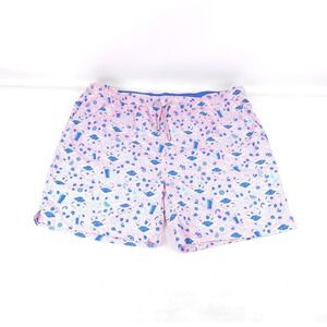Peter Millar Swim Trunks Mens 2XL Pink Blue Crabs Seaside Collection Lined 7"